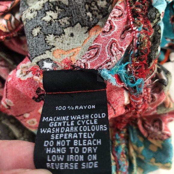 Off Shoulder Ruffle Patchwork Ruffle Crop Top Large - Picture 10 of 10